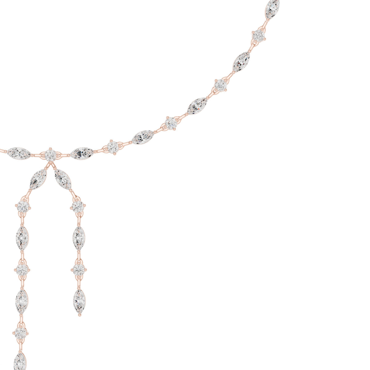 Marquise and Round Diamond Lariat Necklace