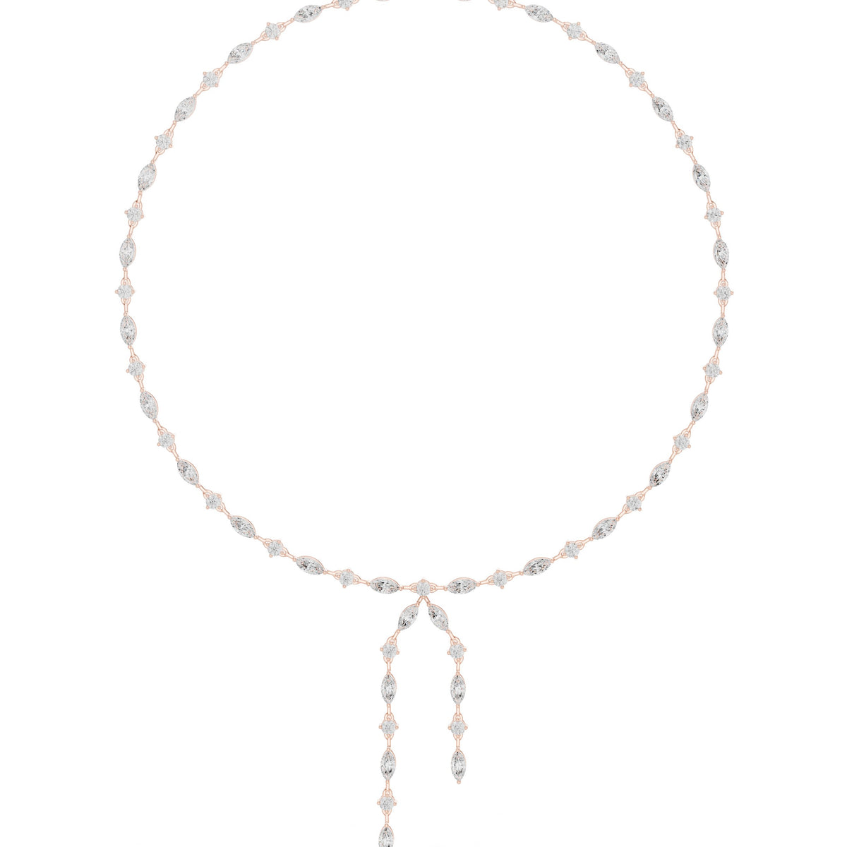 Marquise and Round Diamond Lariat Necklace
