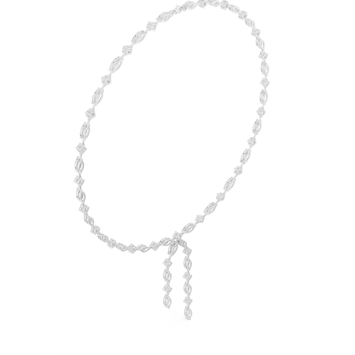 Marquise and Round Diamond Lariat Necklace