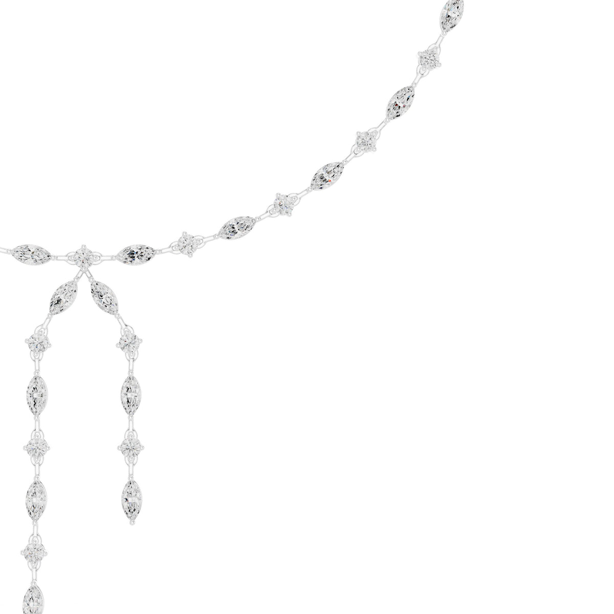 Marquise and Round Diamond Lariat Necklace