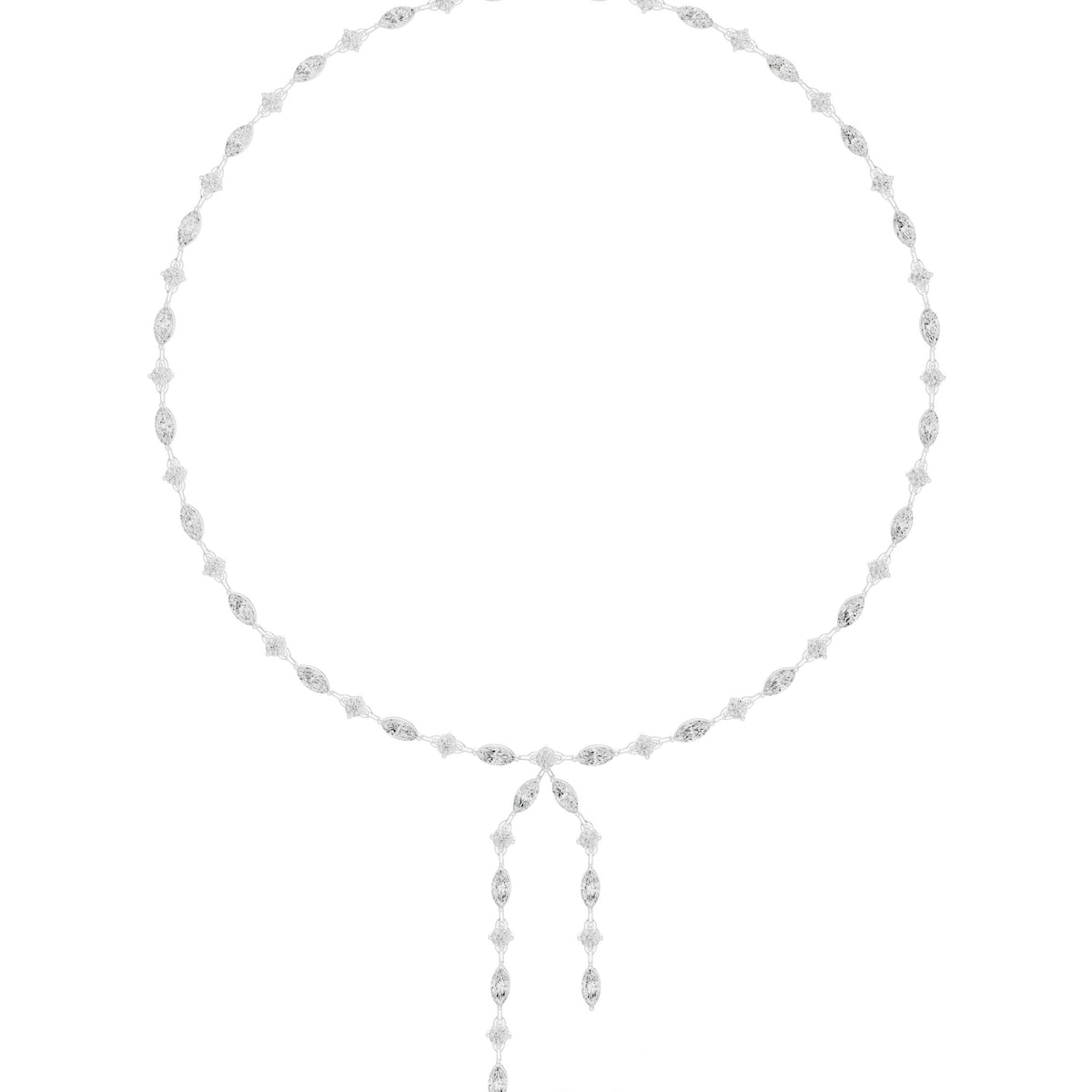 Marquise and Round Diamond Lariat Necklace