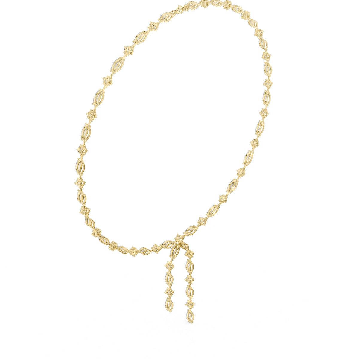 Marquise and Round Diamond Lariat Necklace