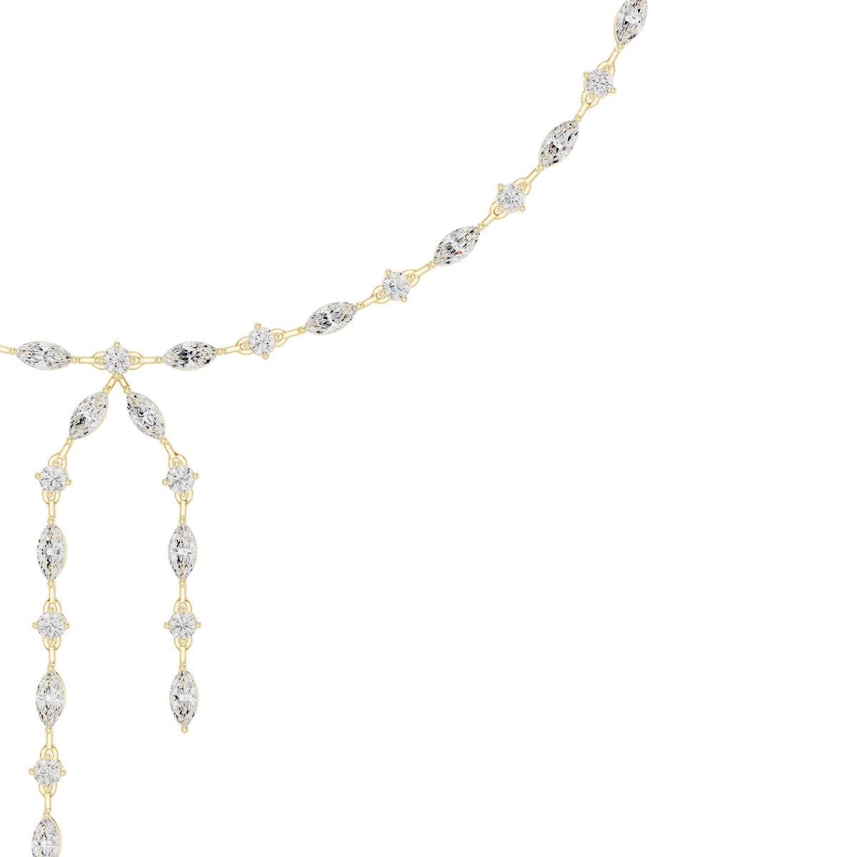 Marquise and Round Diamond Lariat Necklace