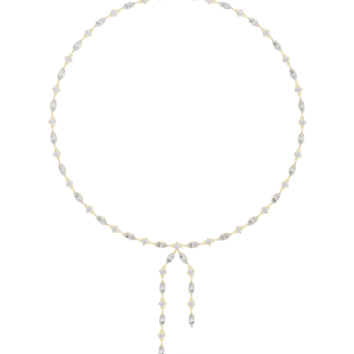 عقد لارييت بألماس ماركيز ومستدير in Yellow Gold - VYKA Diamonds
