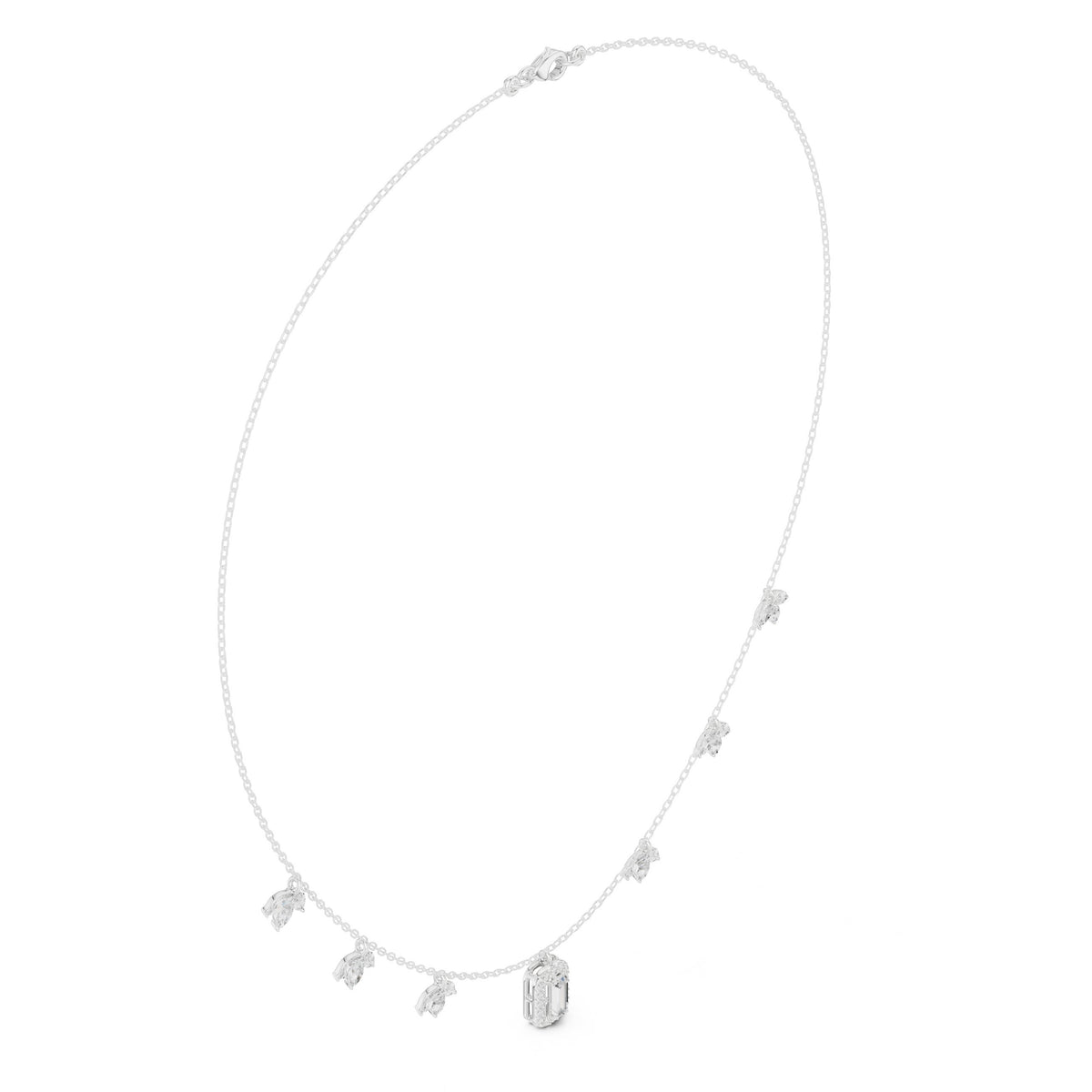 عقد بتعليقة ورقة ماركيز وألماسة إمرلد بهالة in White Gold - VYKA Diamonds
