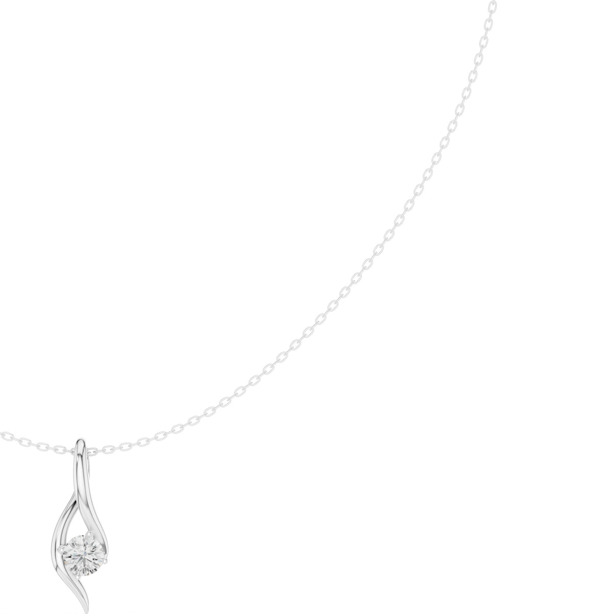 Calla Lily Solitaire Diamond Pendant Necklace