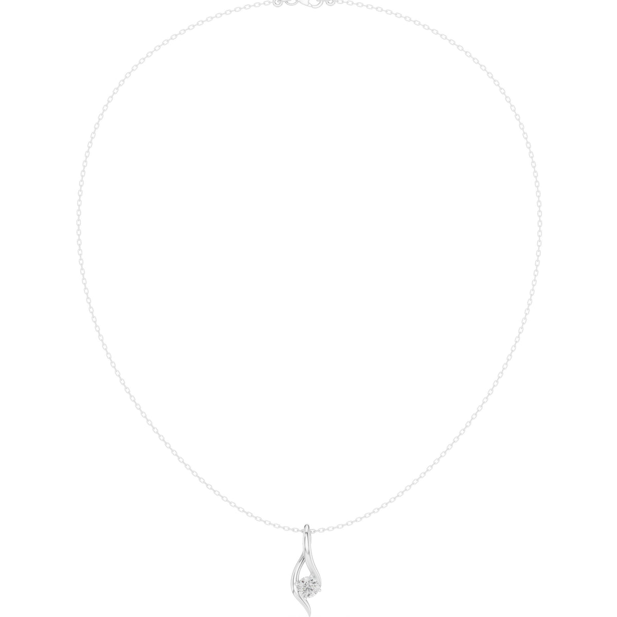 Calla Lily Solitaire Diamond Pendant Necklace
