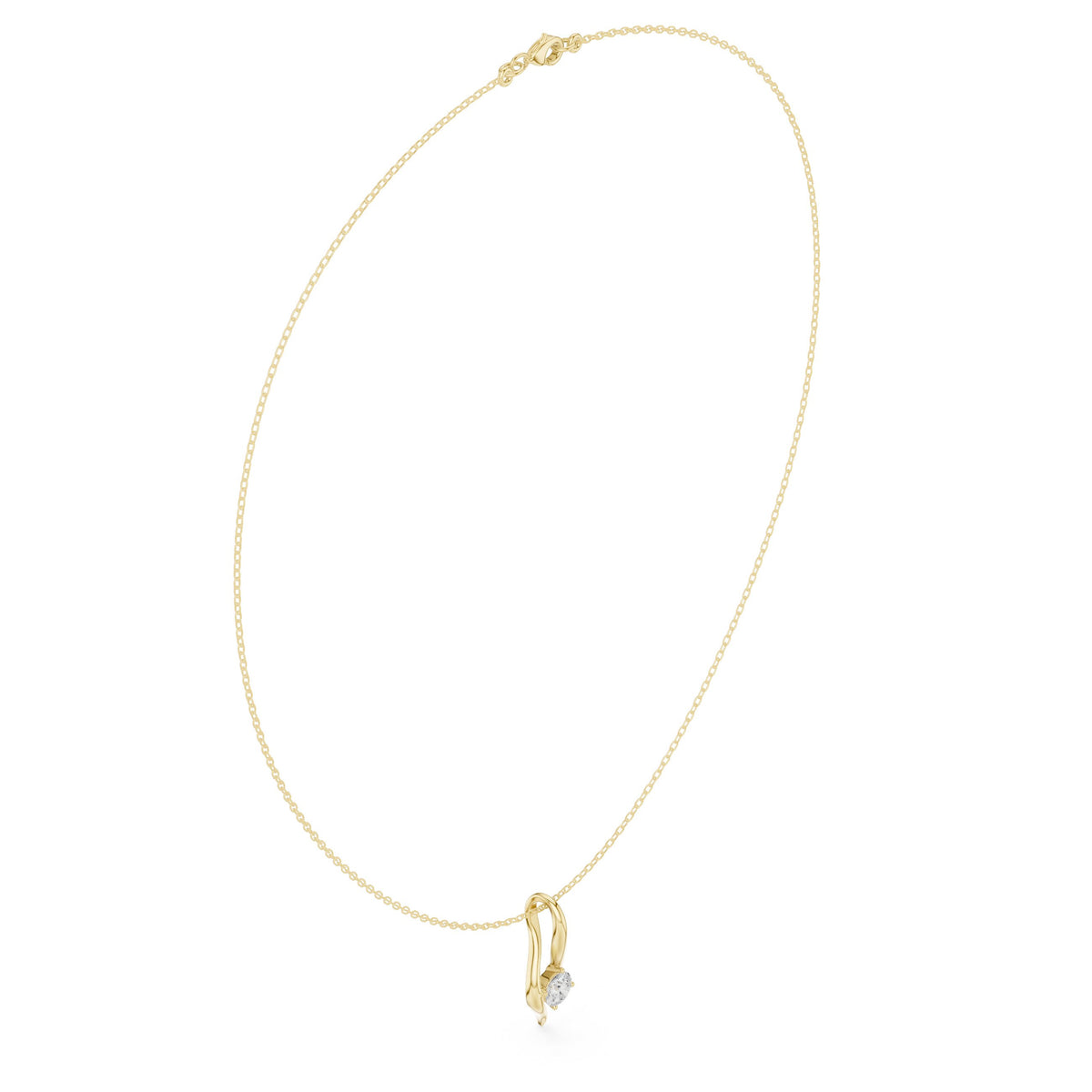 Calla Lily Solitaire Diamond Pendant Necklace