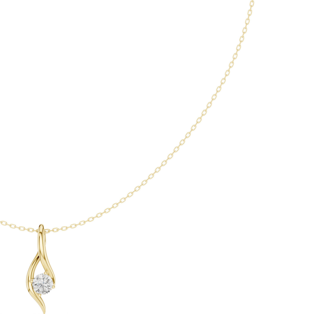 Calla Lily Solitaire Diamond Pendant Necklace