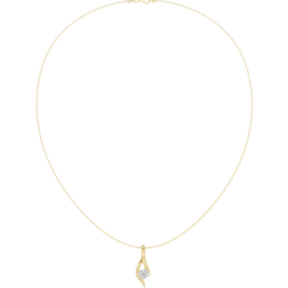 Calla Lily Solitaire Diamond Pendant Necklace