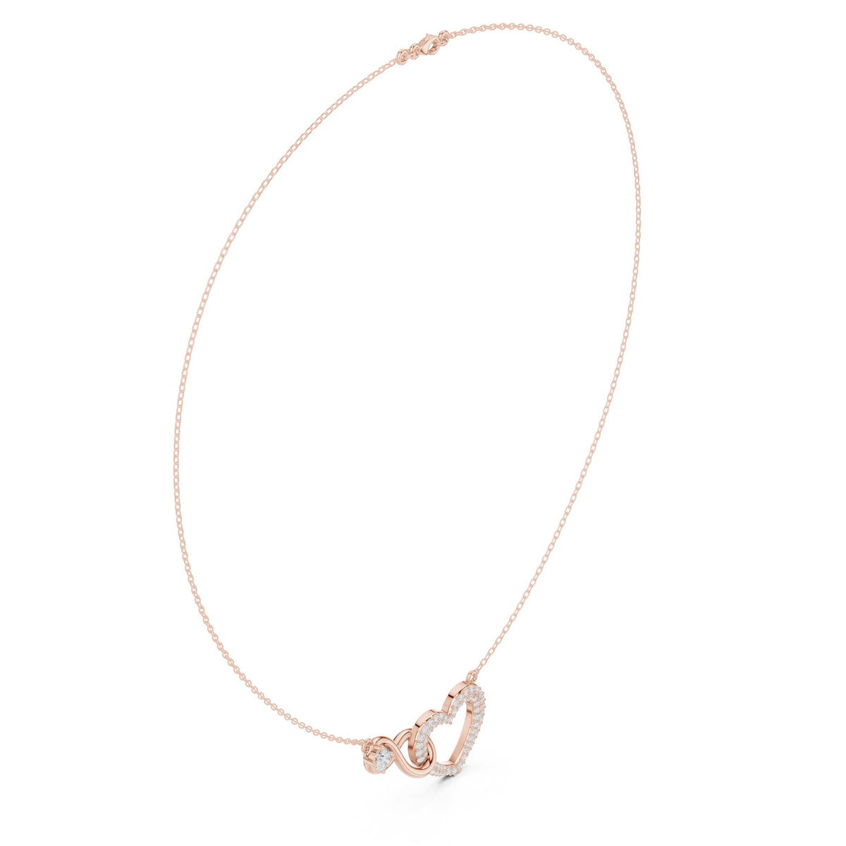 عقد إنفينيتي بقلب من ألماس الباڤيه in Rose Gold - VYKA Diamonds