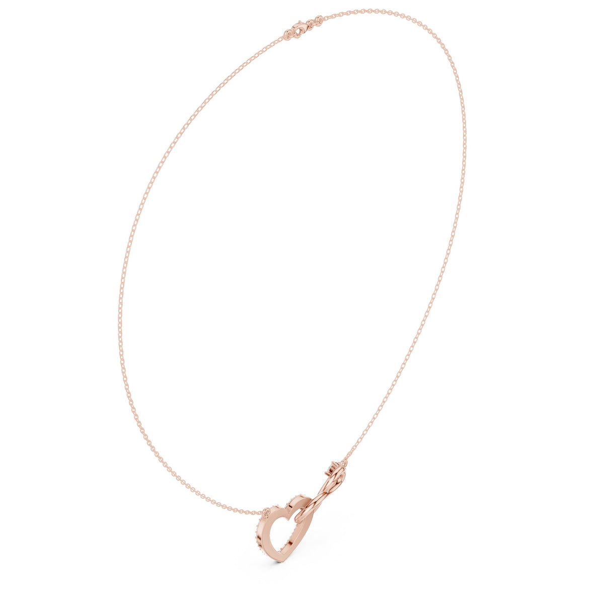 عقد إنفينيتي بقلب من ألماس الباڤيه in Rose Gold - VYKA Diamonds