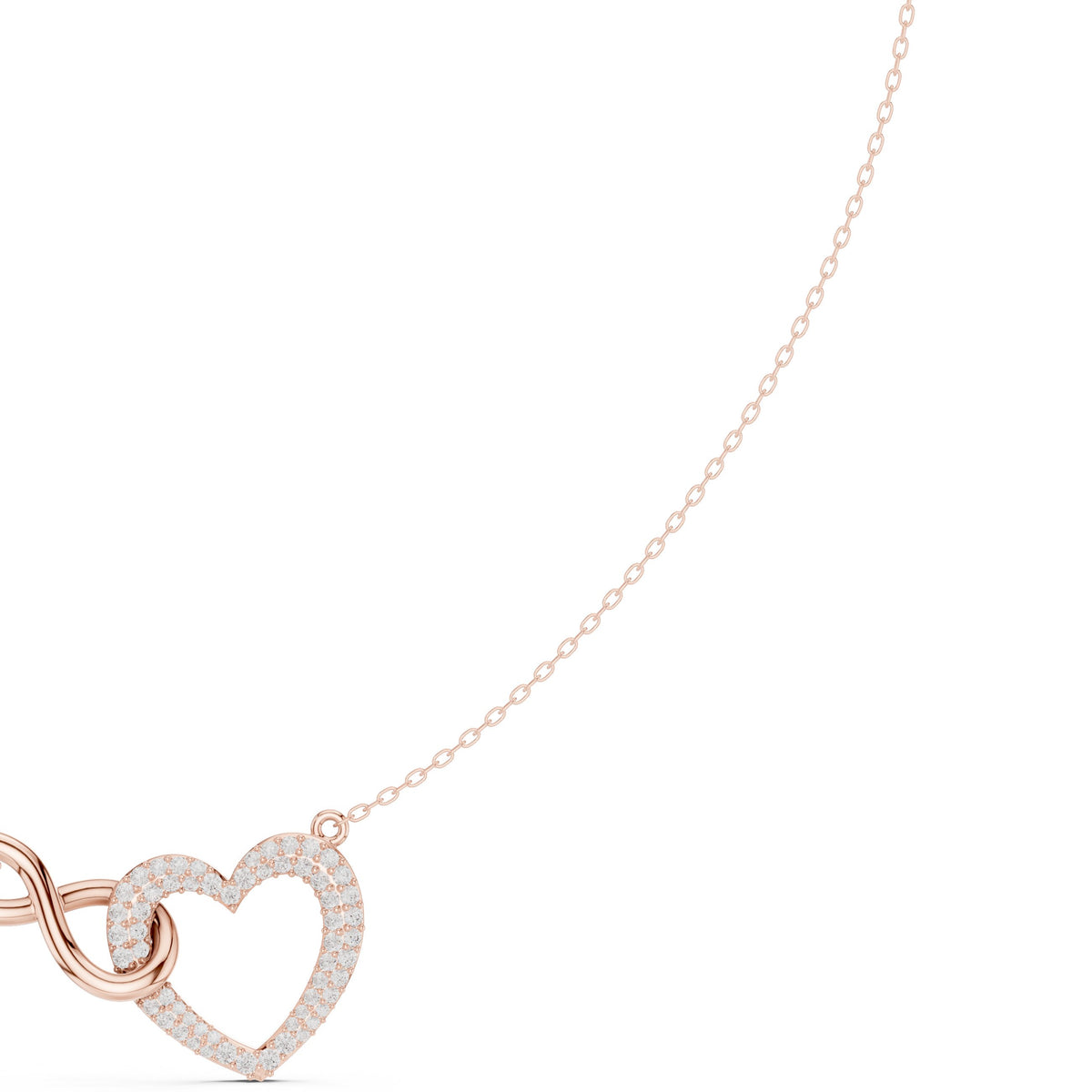 عقد إنفينيتي بقلب من ألماس الباڤيه in Rose Gold - VYKA Diamonds