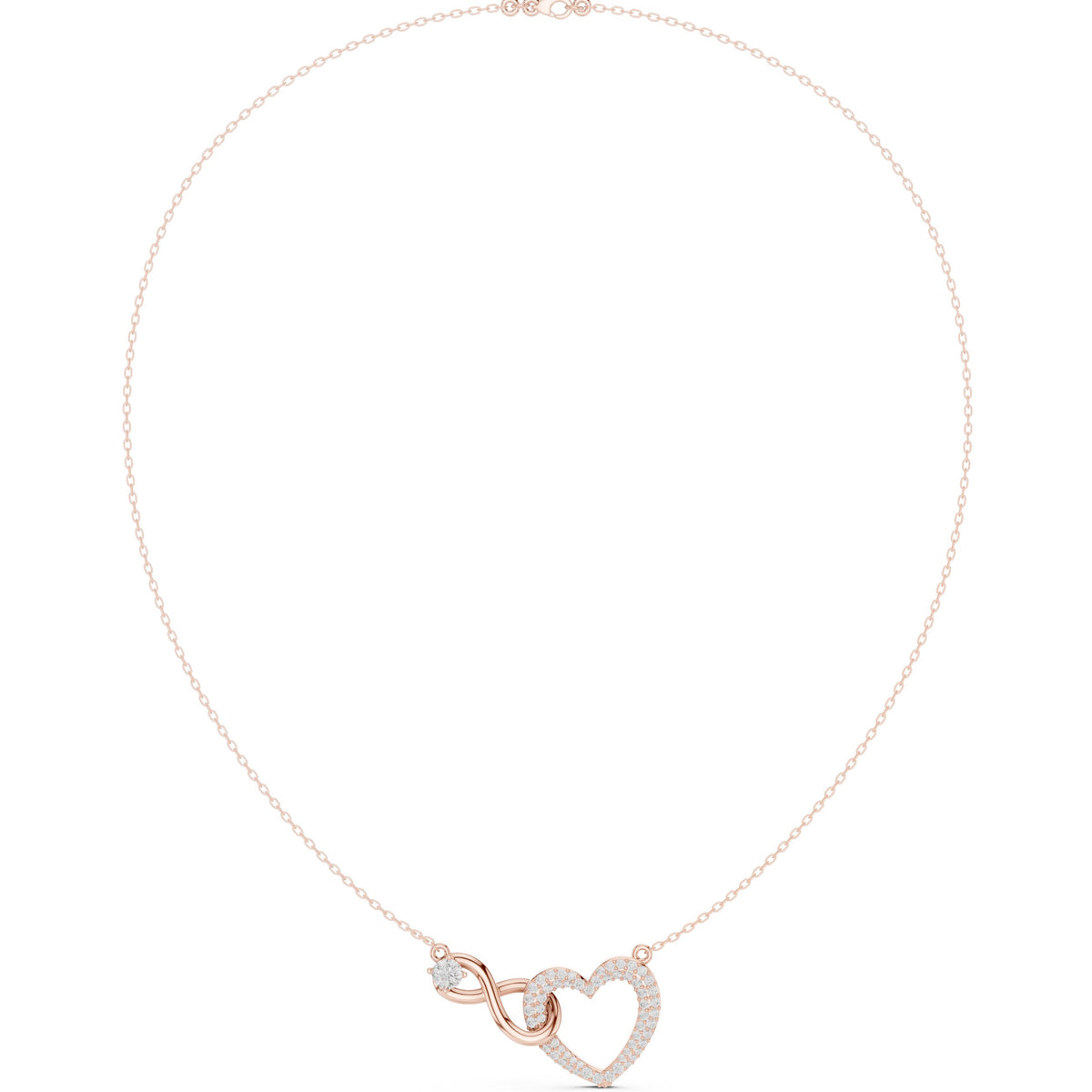Infinity and Pave Heart Diamond Necklace