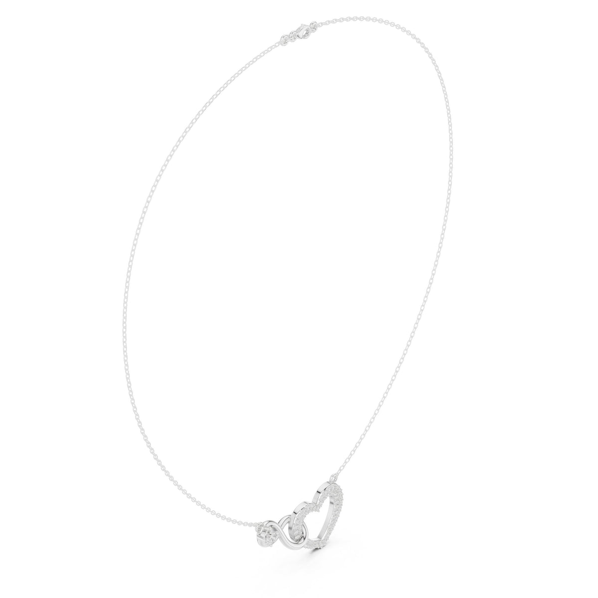 Infinity and Pave Heart Diamond Necklace