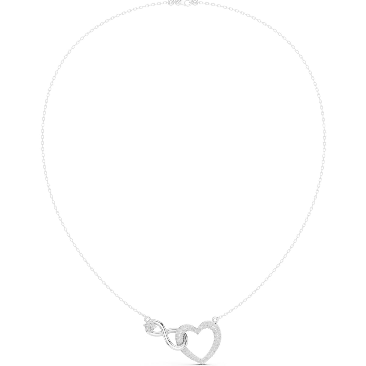 Infinity and Pave Heart Diamond Necklace