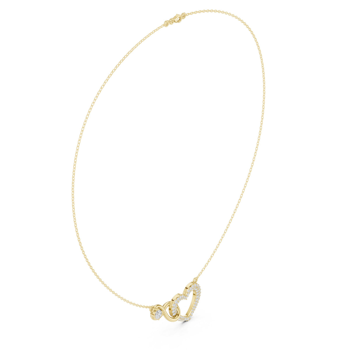 Infinity and Pave Heart Diamond Necklace