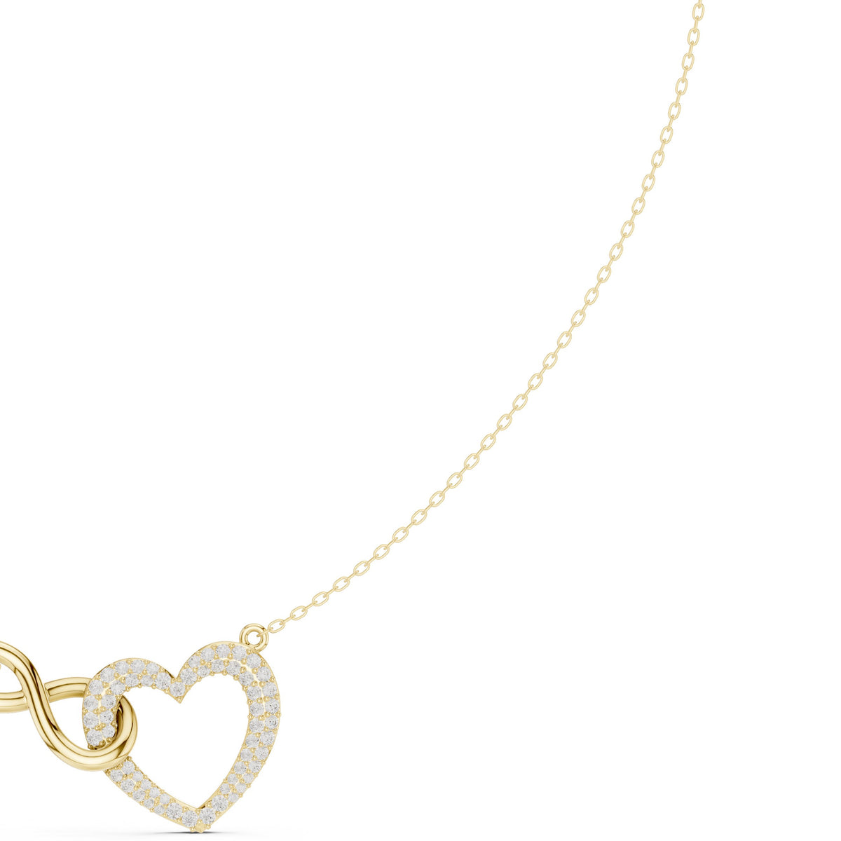 Infinity and Pave Heart Diamond Necklace