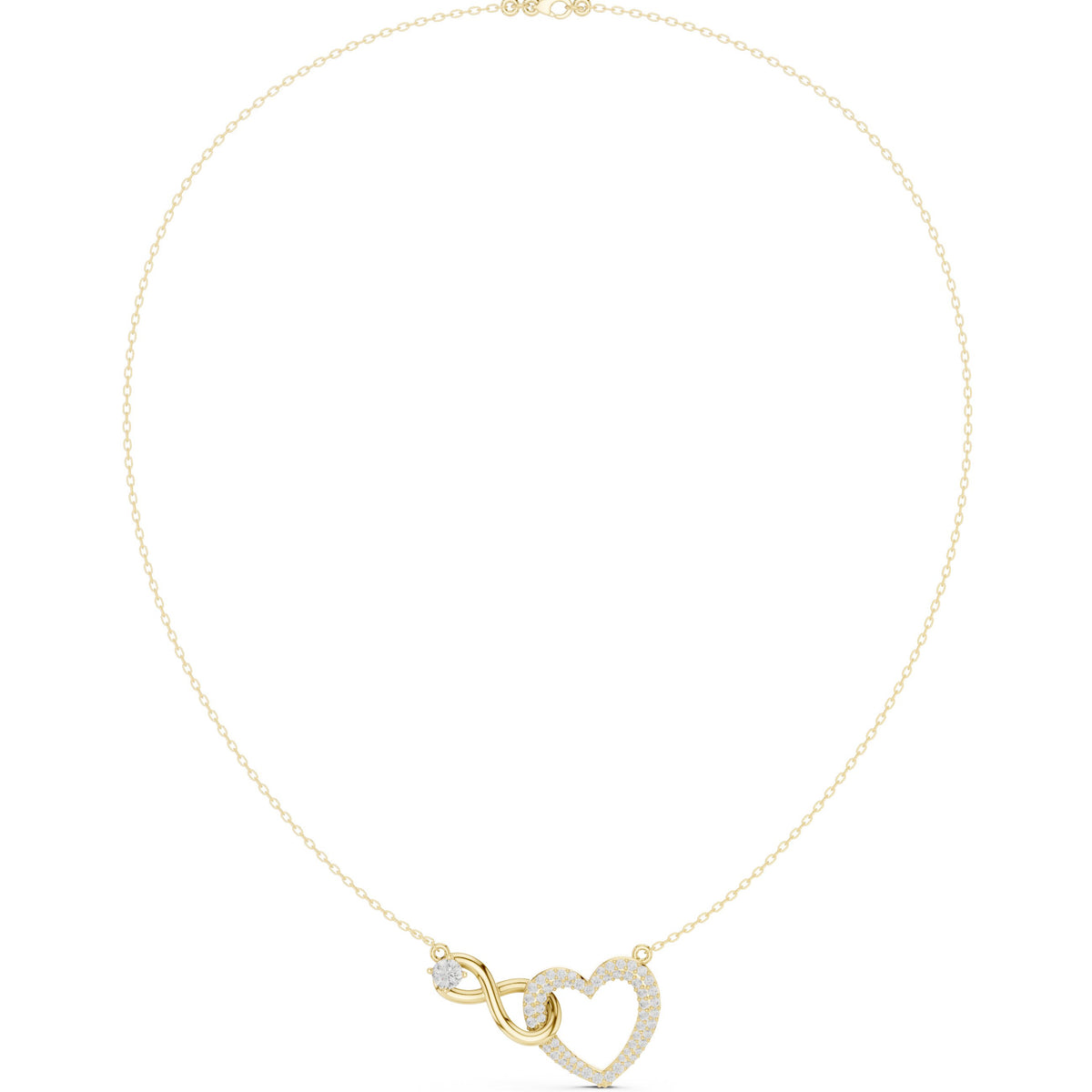 Infinity and Pave Heart Diamond Necklace