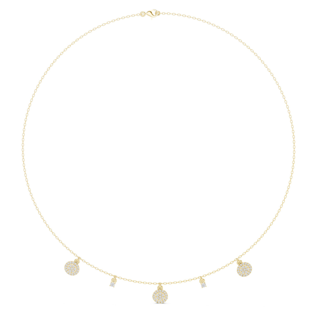 عقد بمحطات أقراص من ألماس الباڤيه in Yellow Gold - VYKA Diamonds