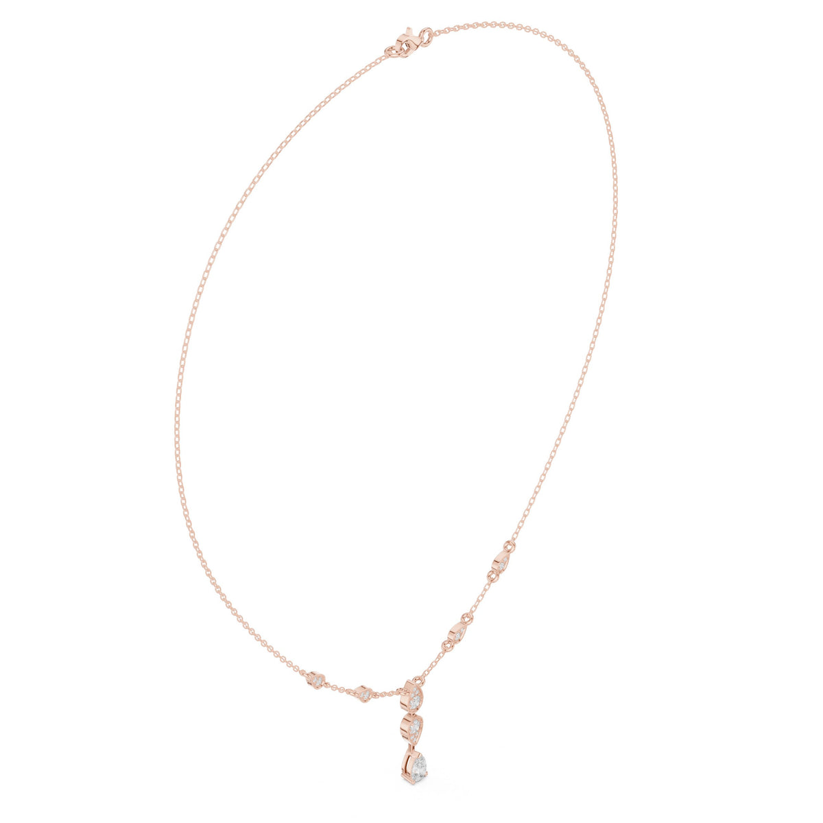 Bezel Pear Diamond Y-Drop Necklace