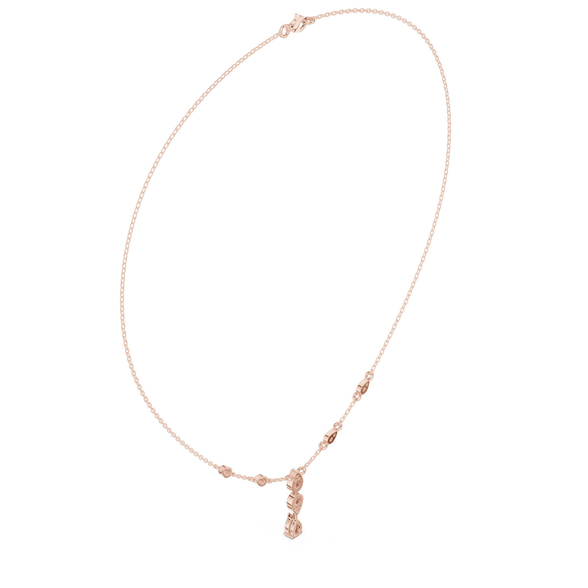 عقد على شكل Y بألماسة كمثرى بإطار محيط in Rose Gold - VYKA Diamonds