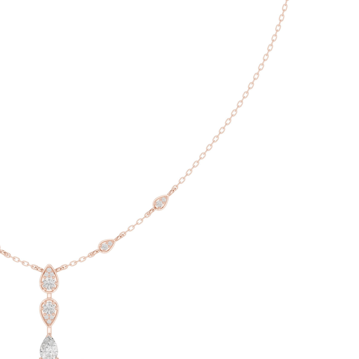 عقد على شكل Y بألماسة كمثرى بإطار محيط in Rose Gold - VYKA Diamonds
