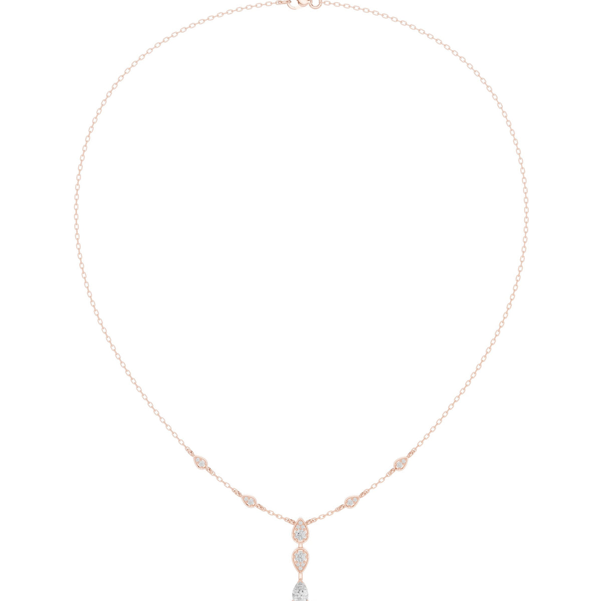 عقد على شكل Y بألماسة كمثرى بإطار محيط in Rose Gold - VYKA Diamonds