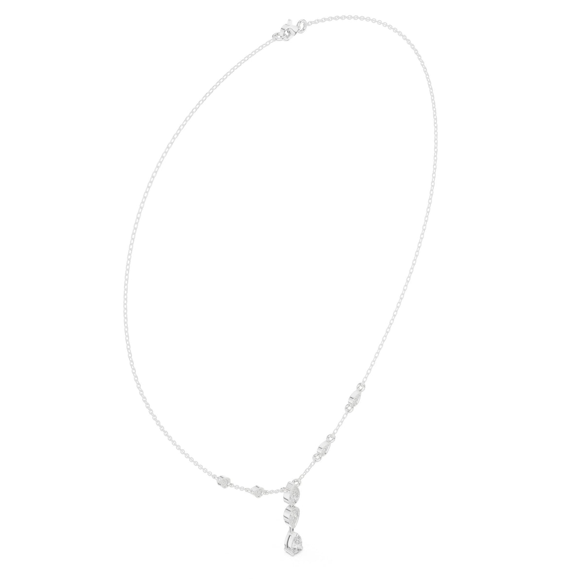 Bezel Pear Diamond Y-Drop Necklace
