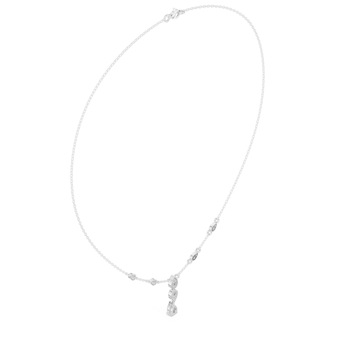Bezel Pear Diamond Y-Drop Necklace