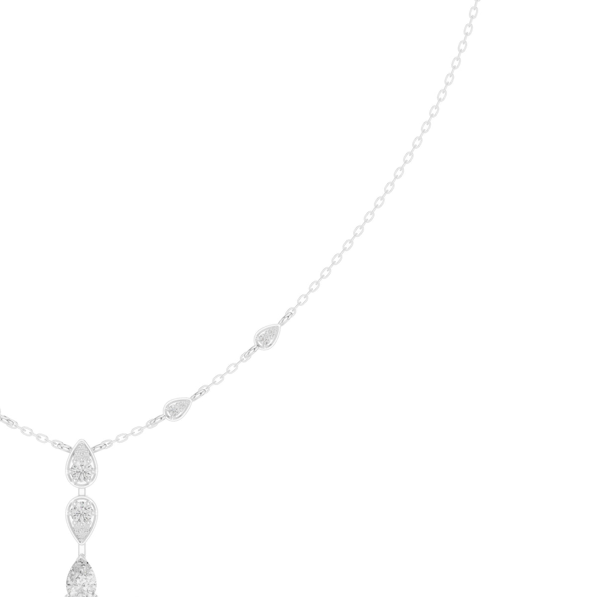 Bezel Pear Diamond Y-Drop Necklace