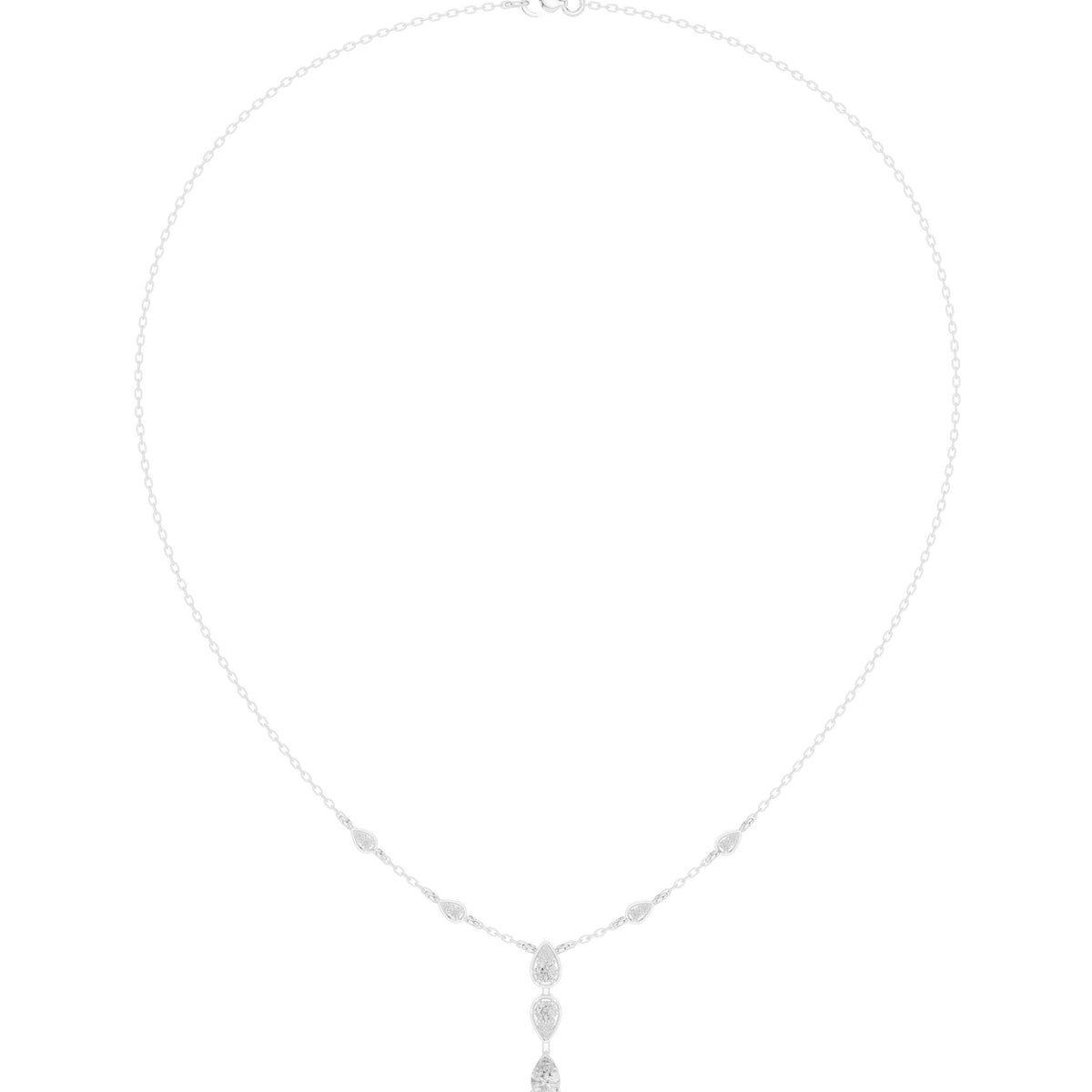 Bezel Pear Diamond Y-Drop Necklace
