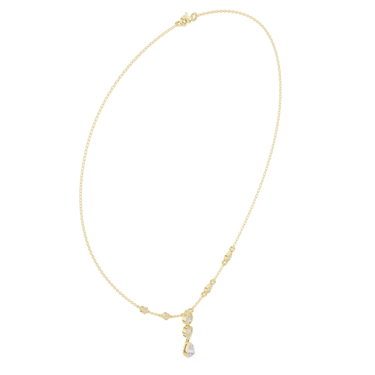 Bezel Pear Diamond Y-Drop Necklace