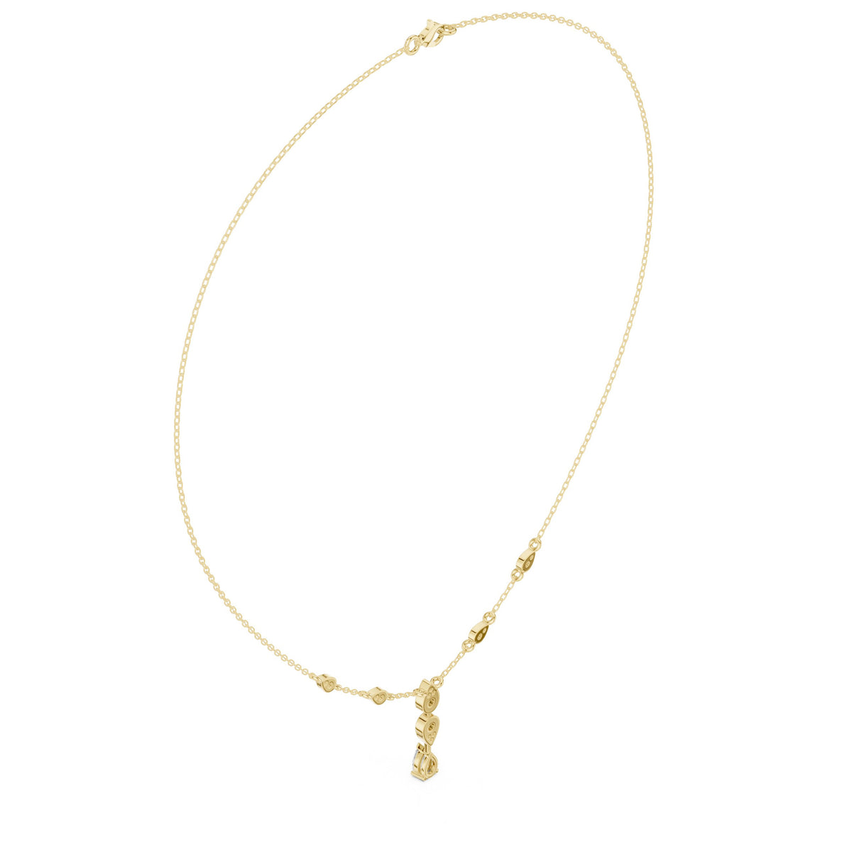 Bezel Pear Diamond Y-Drop Necklace