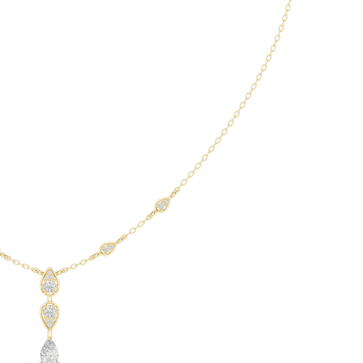 Bezel Pear Diamond Y-Drop Necklace