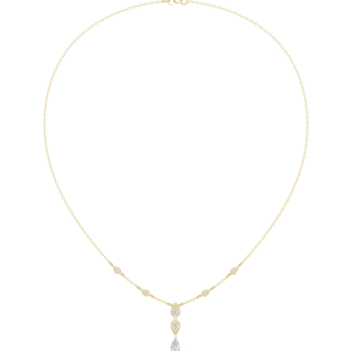Bezel Pear Diamond Y-Drop Necklace