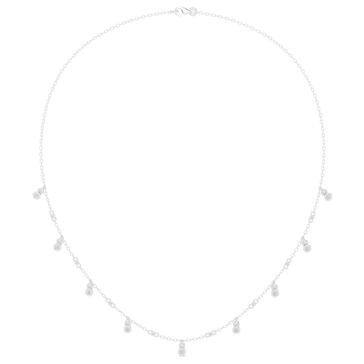 عقد بمحطات ألماس متدلّية بإطار محيط in White Gold - VYKA Diamonds