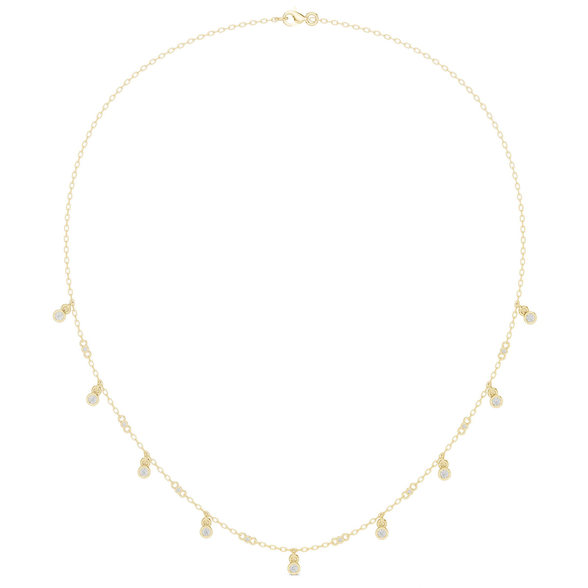 عقد بمحطات ألماس متدلّية بإطار محيط in Yellow Gold - VYKA Diamonds