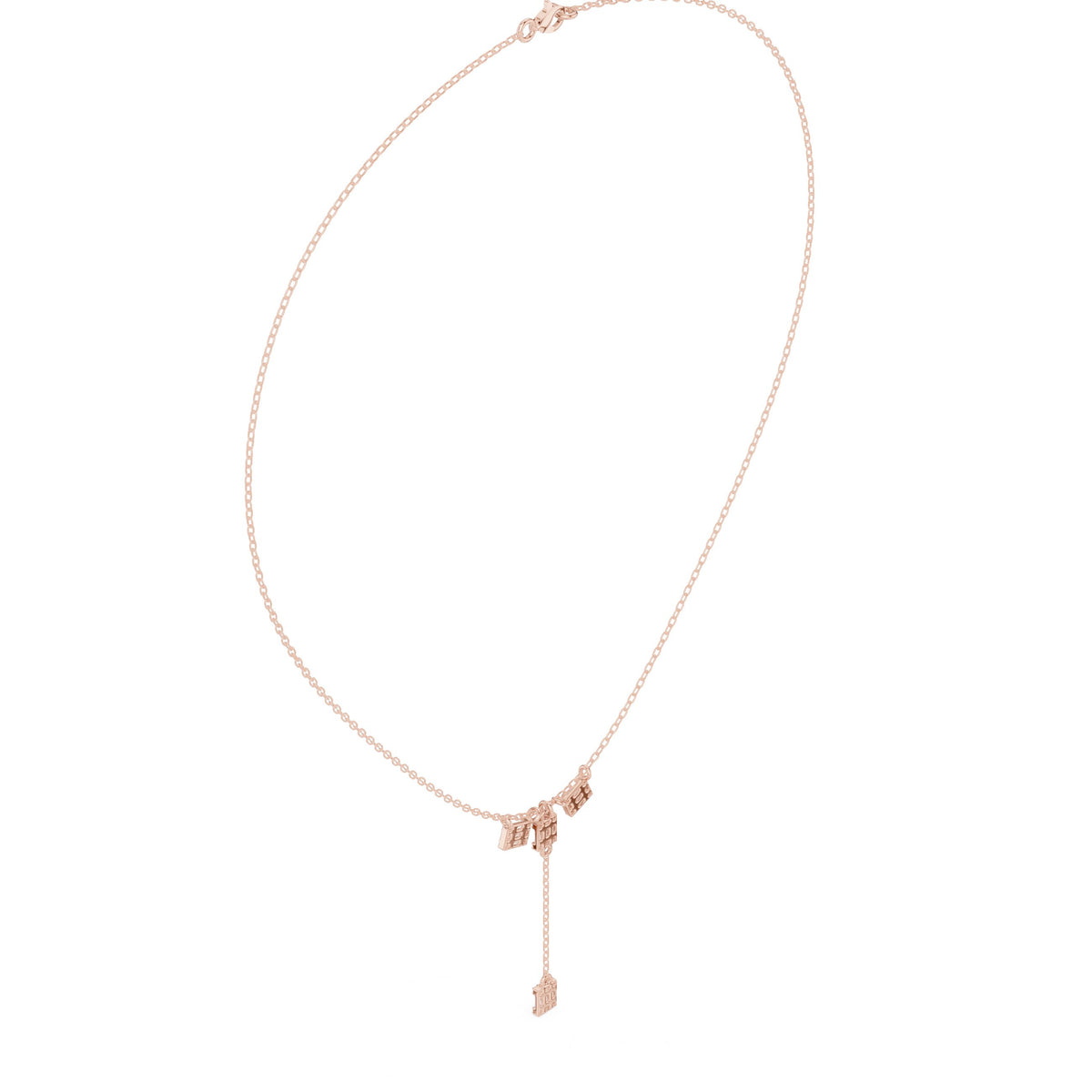 Baguette Cluster Diamond Y-Drop Necklace