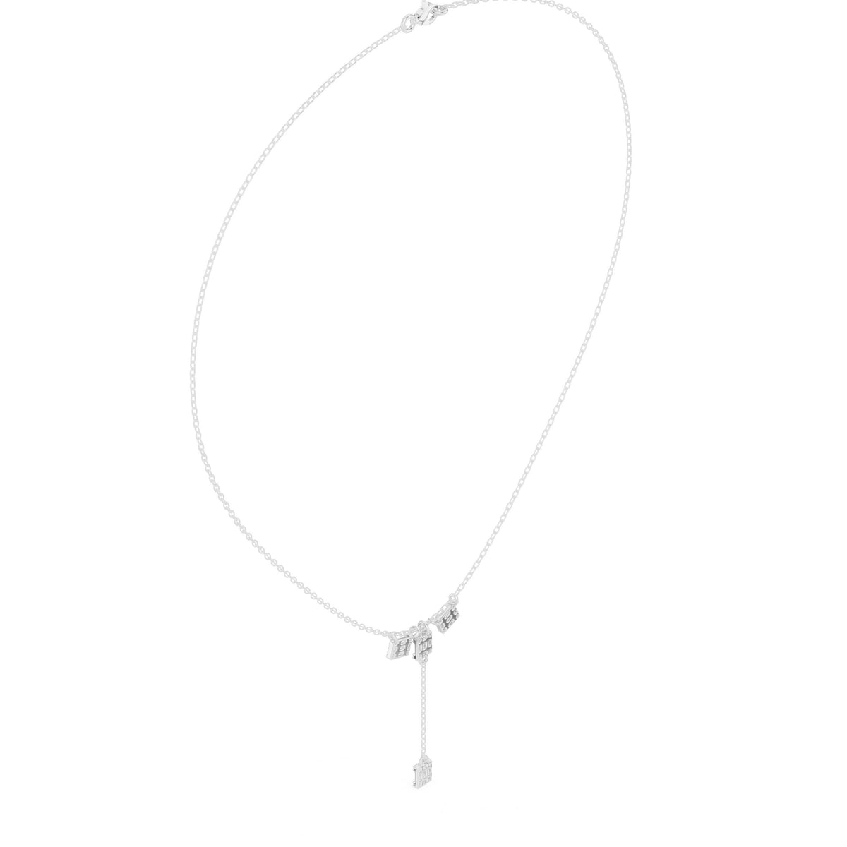 Baguette Cluster Diamond Y-Drop Necklace