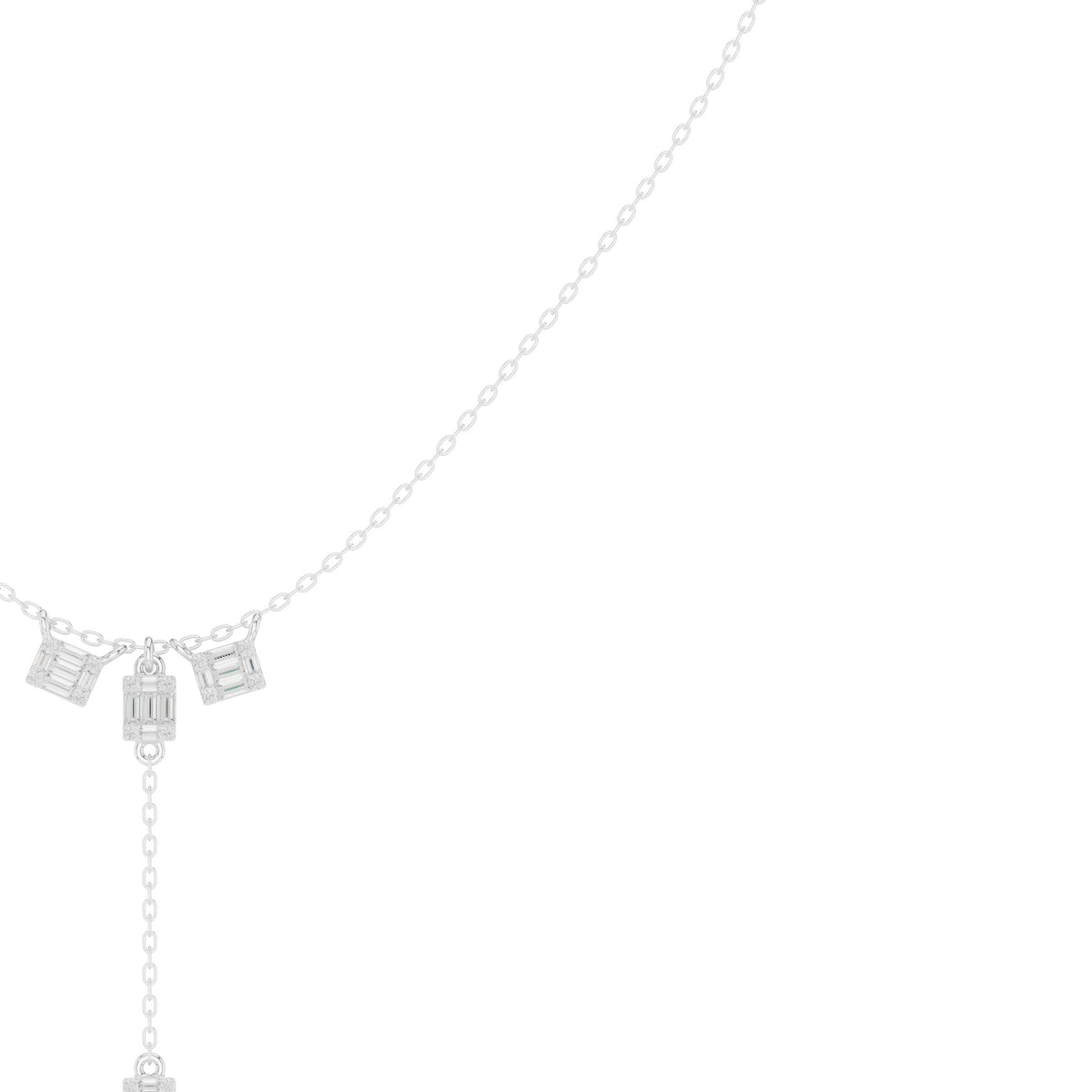 Baguette Cluster Diamond Y-Drop Necklace