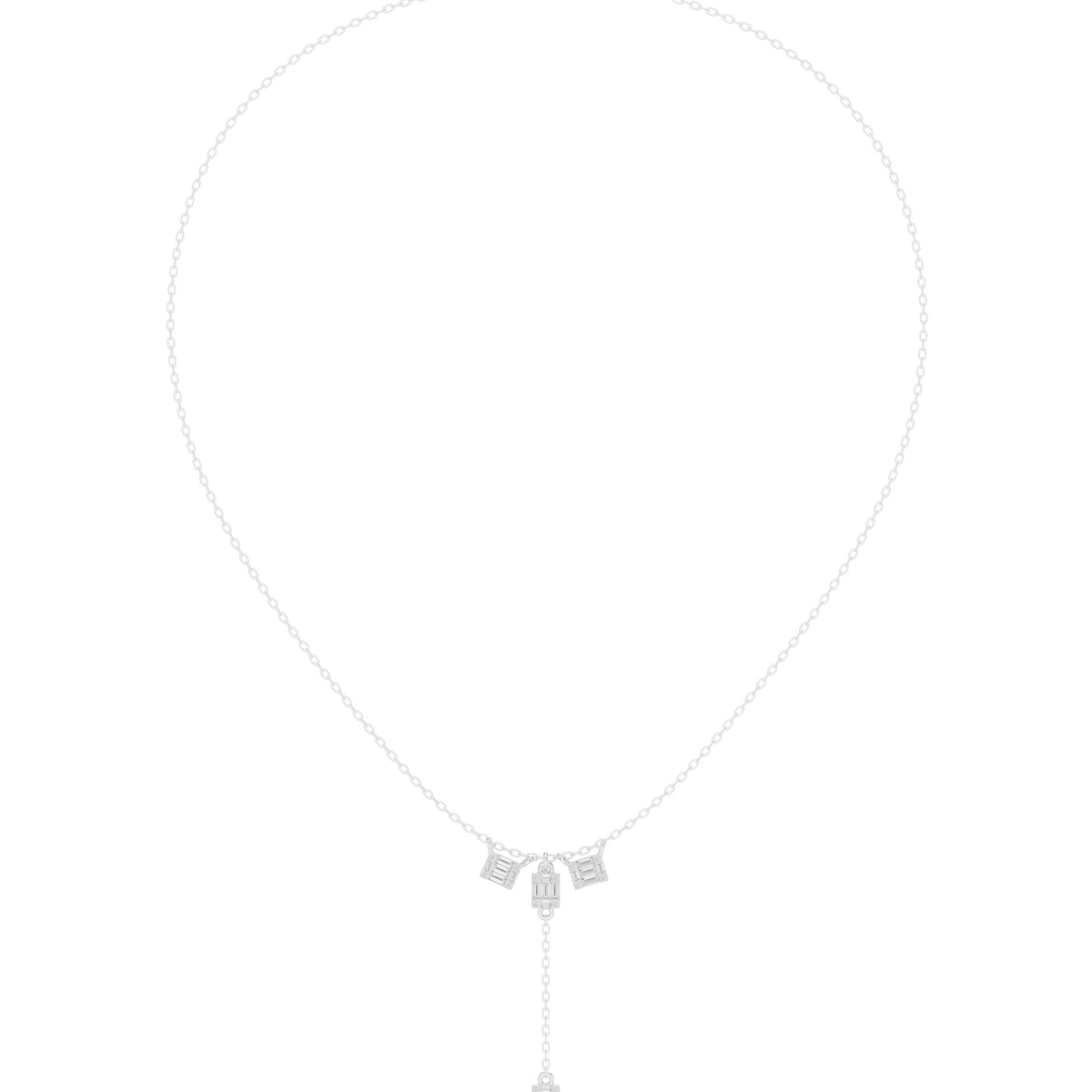 Baguette Cluster Diamond Y-Drop Necklace