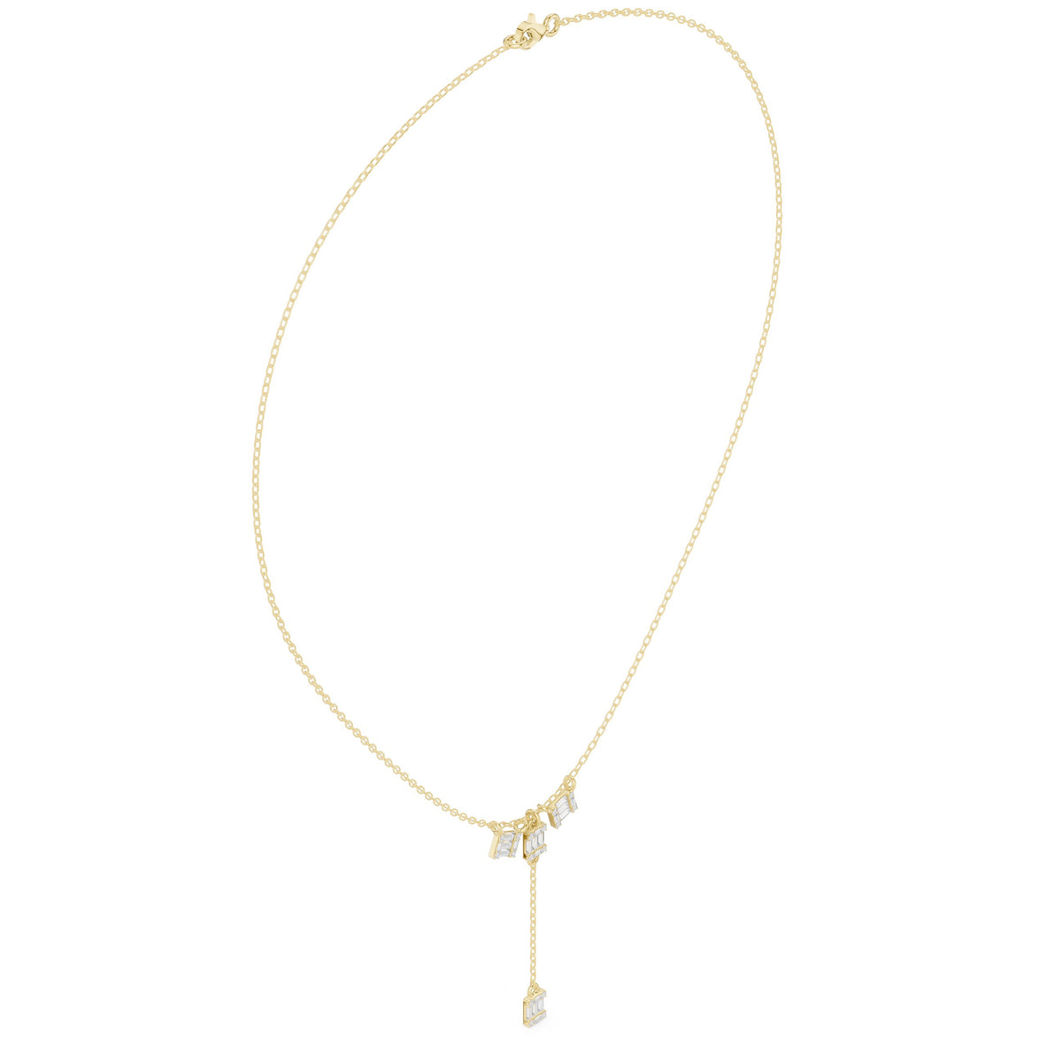 Baguette Cluster Diamond Y-Drop Necklace