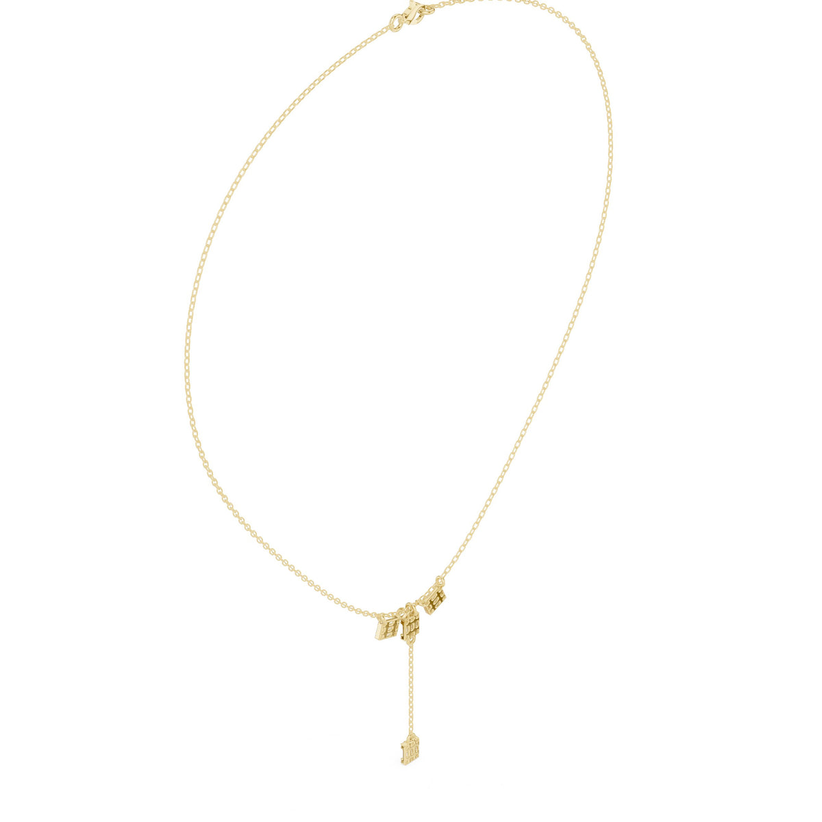 Baguette Cluster Diamond Y-Drop Necklace