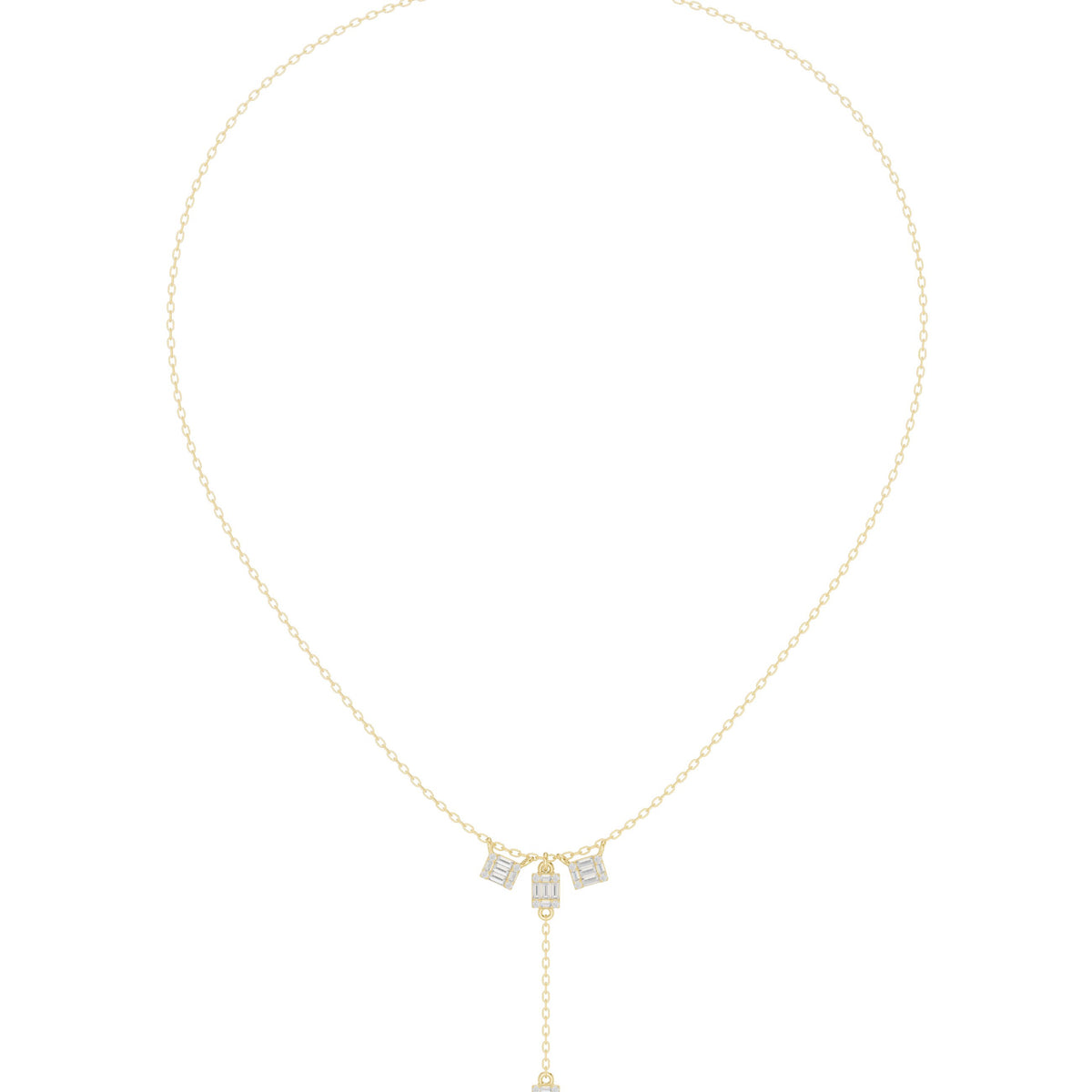 Baguette Cluster Diamond Y-Drop Necklace