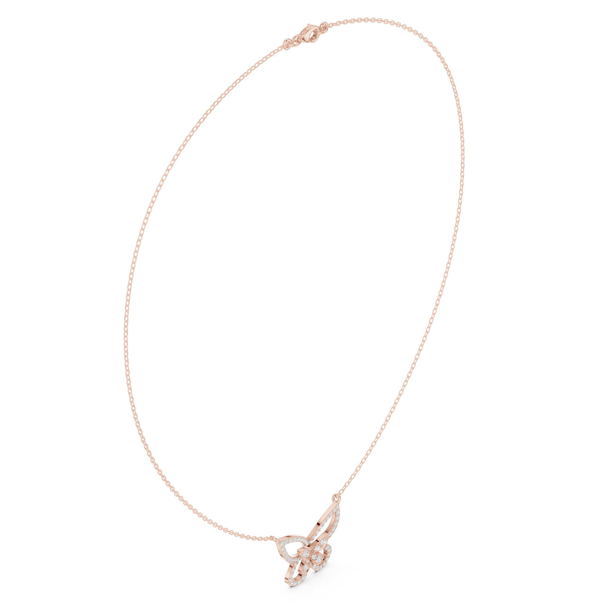 عقد بدلّاية فراشة من ألماس الباڤيه in Rose Gold - VYKA Diamonds