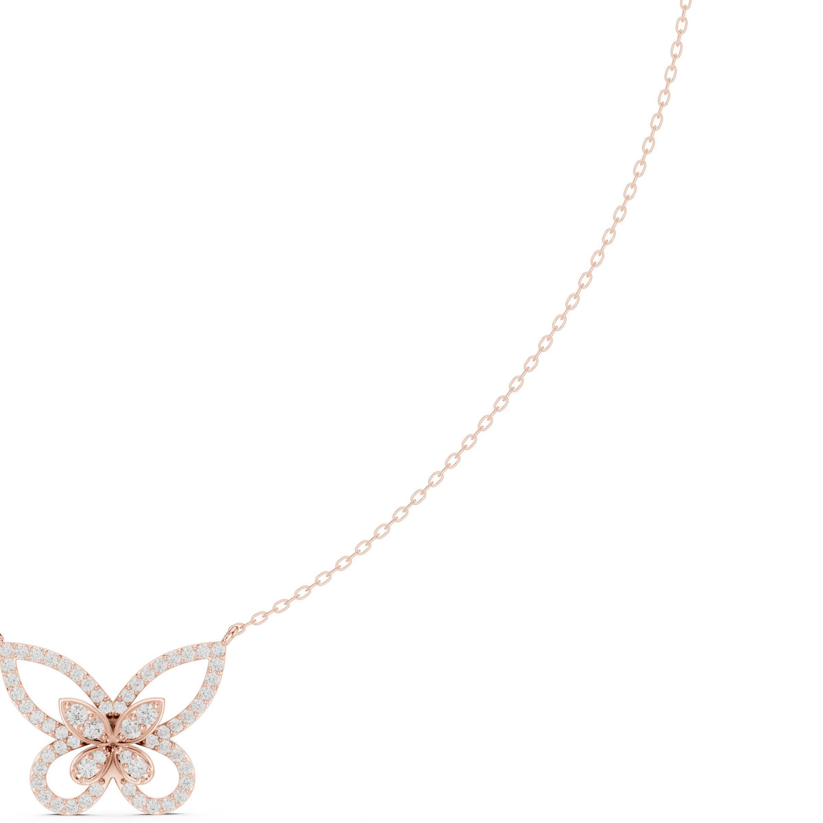 عقد بدلّاية فراشة من ألماس الباڤيه in Rose Gold - VYKA Diamonds
