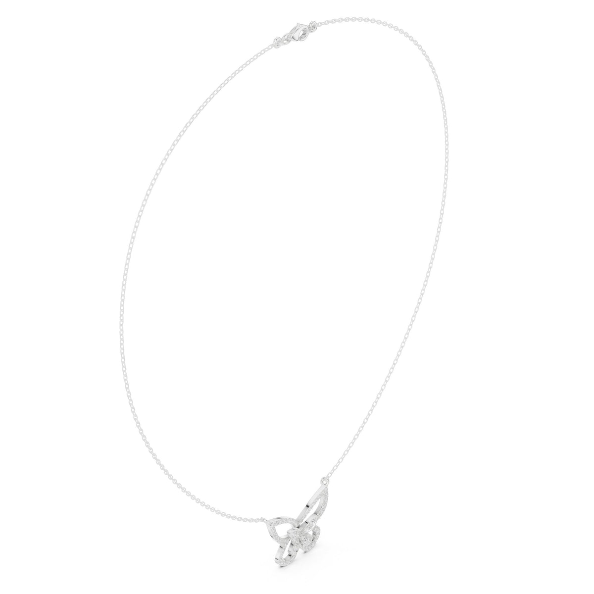 عقد بدلّاية فراشة من ألماس الباڤيه in White Gold - VYKA Diamonds