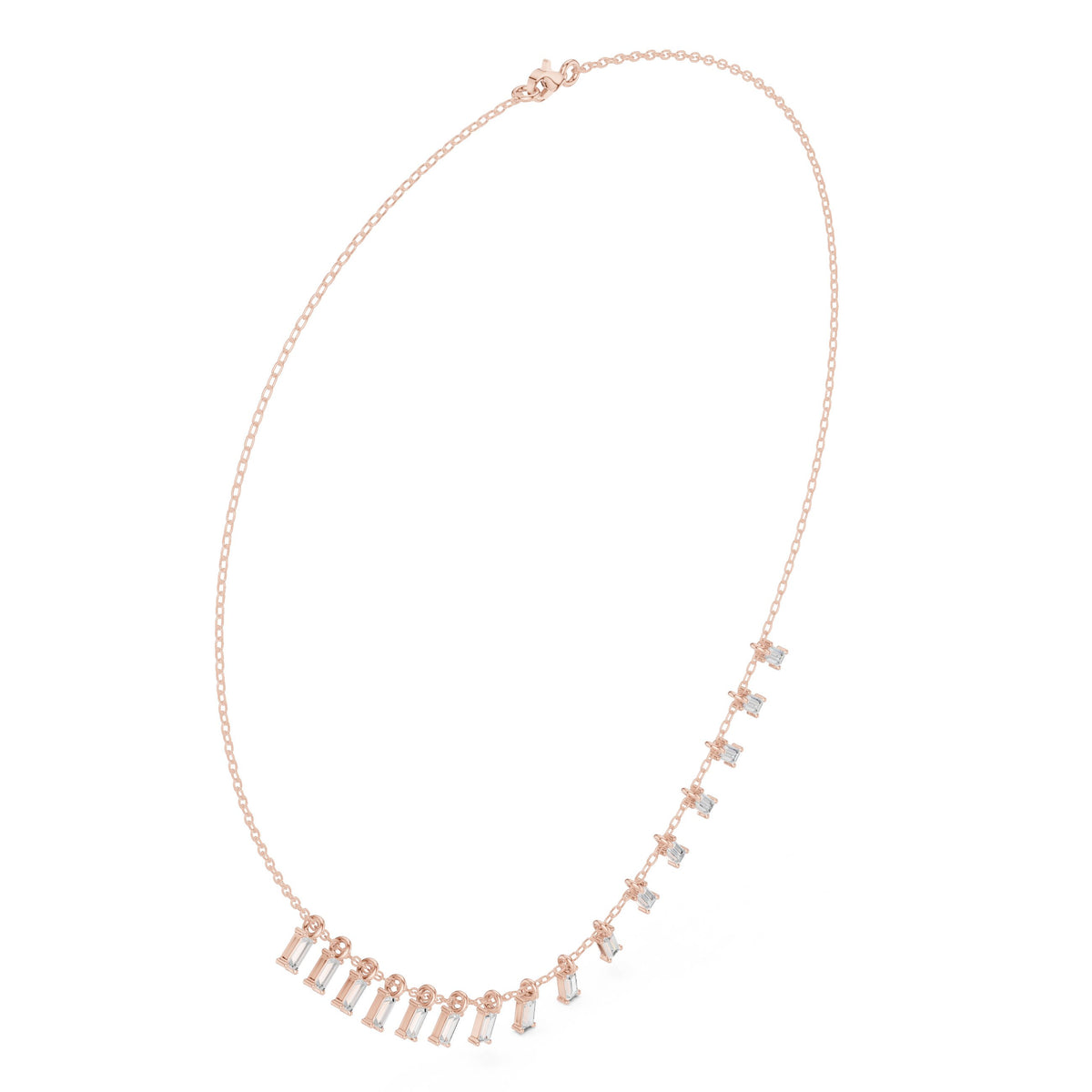 Baguette Fringe Diamond Station Necklace