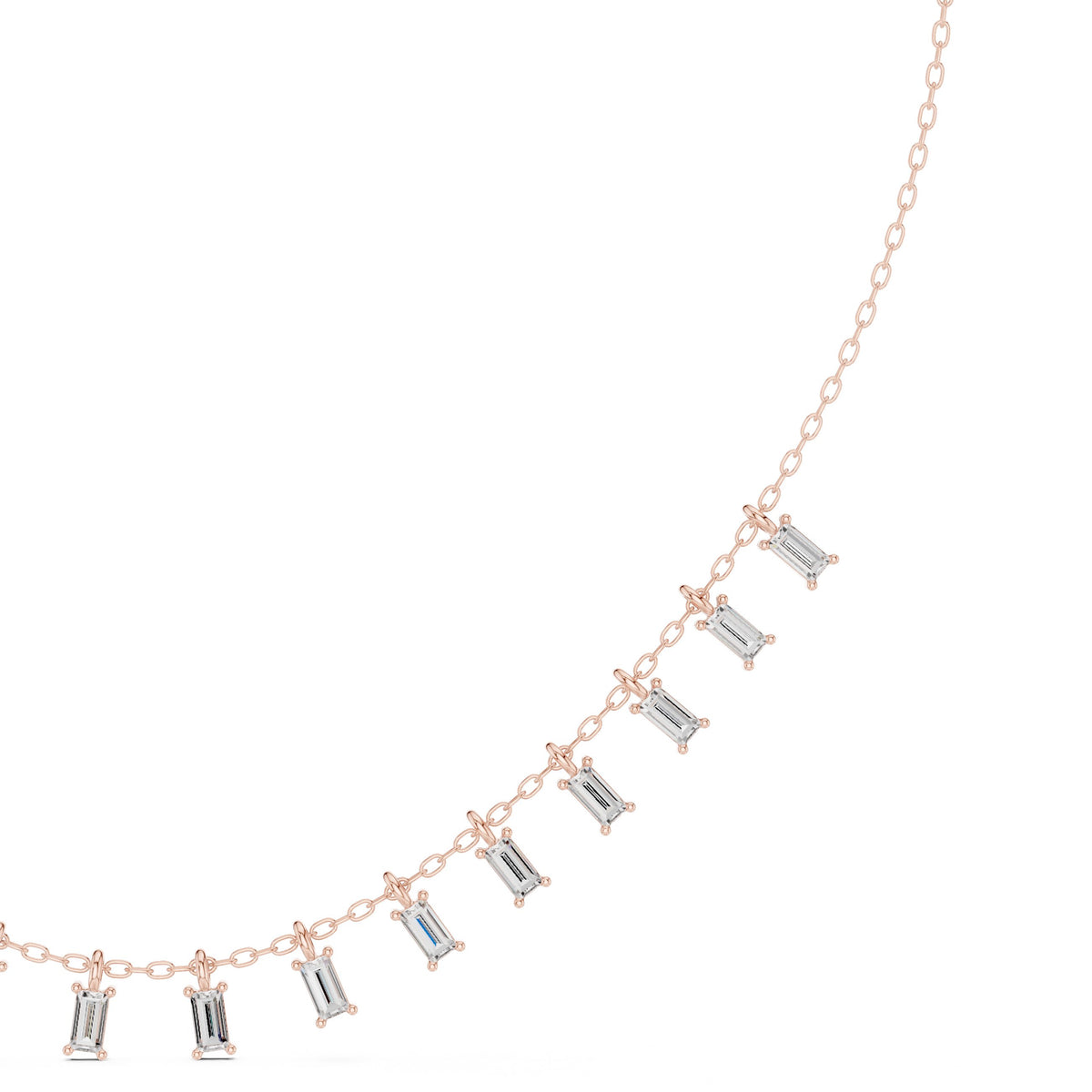 عقد بمحطات وأهداب من ألماس الباغيت in Rose Gold - VYKA Diamonds